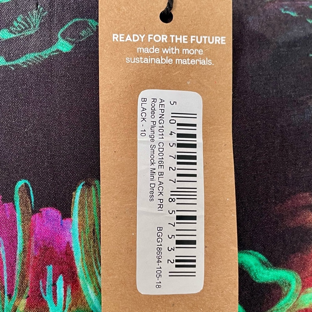 Nasty Gal Black Desert Print V-Neck Rodeo Plunge Minidress Sz 6 New With Tags - Picture 6 of 15